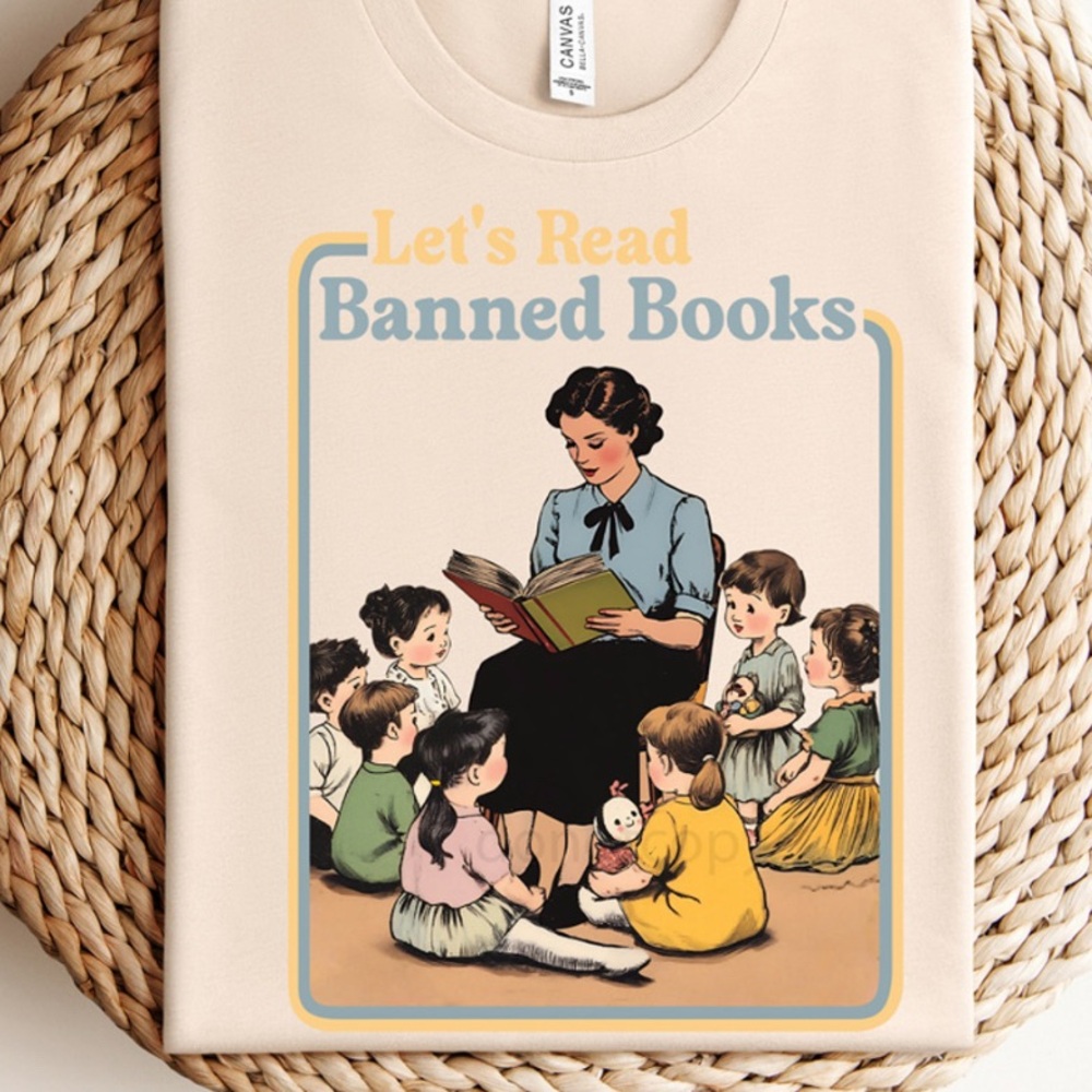 Hand Crafted Cream Tee with Vintage Print